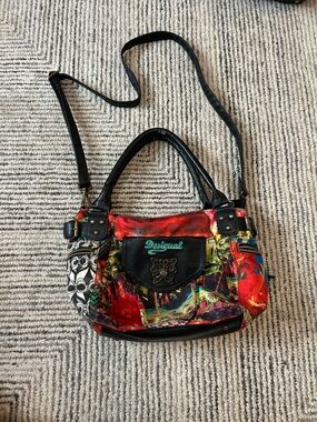 Desigual Red Multicolor Floral & Graphic Crossbody Bag Y2K